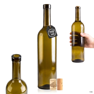Butelka BORDEAUX 750 ml oliwkowa na wino, nalewki, cydr