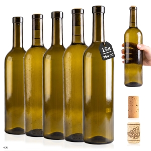 15x butelka Bordeaux 750ml oliwkowa na wino, cydr, nalewki