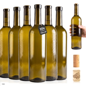 30x butelka szklana BORDEAUX 750ml oliwkowa na wino, nalewki, do wina