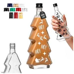 5x Butelki Choinka 500 ml z nadrukiem świątecznym HO HO HO na nalewki, likiery, syrop