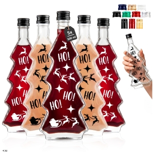 Butelka Choinka 500 ml z nadrukiem świątecznym HO HO HO na nalewki, likiery, syrop