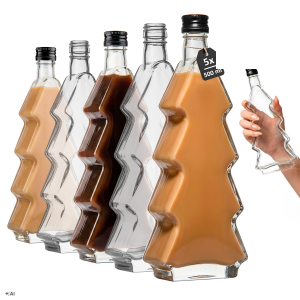 5x butelka Choinka 500ml na nalewki, likier, świąteczna