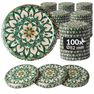 100x zakrętka wieczko CERAMIKA ZIELONA fi 82 mm na słoiki, słoje