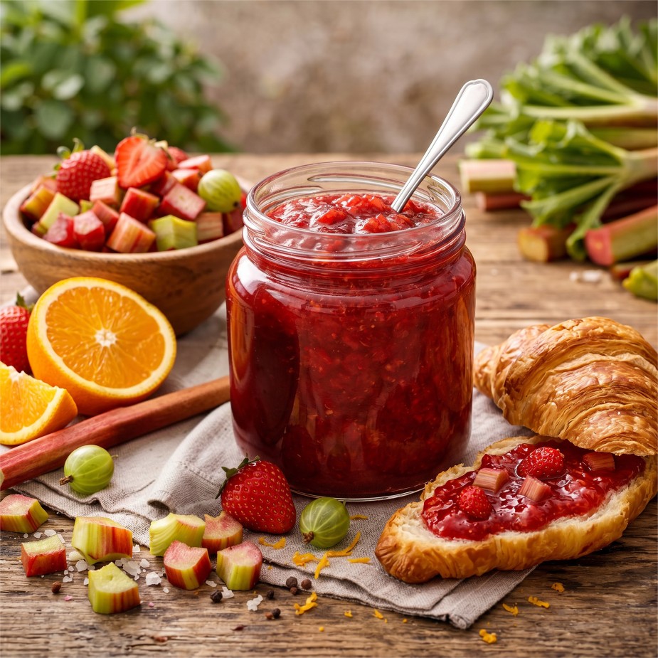 Domowy dżem z rabarbaru i truskawek
