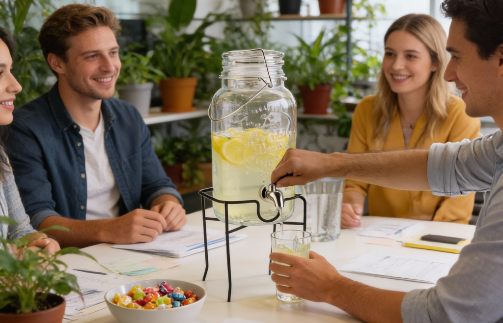 Naturalna lemoniada w słoju z kranikiem