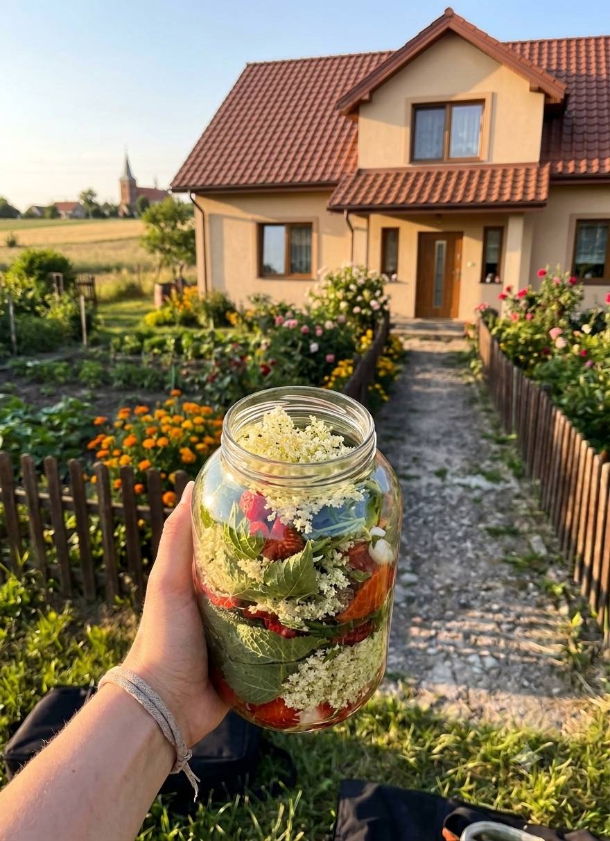 Kwiaty, zioła i owoce na suricę